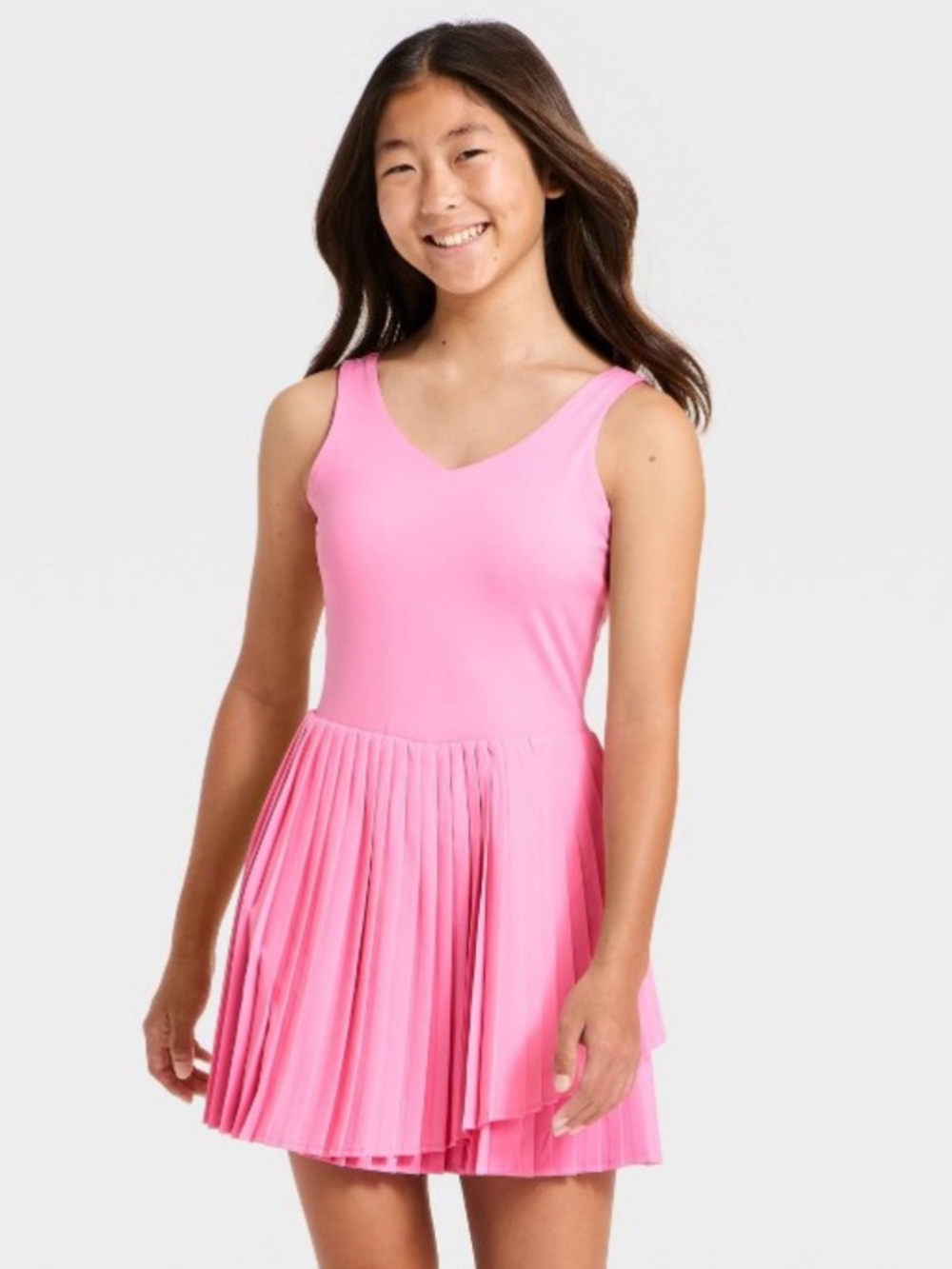 Girls’ Pleated Active Athletic Dress - All In Motion Pink XS